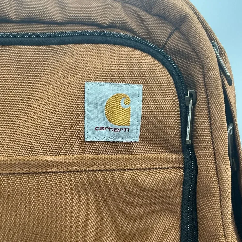 Carhartt Brown Canvas Laptop Backpack Zanskar Embroidered Work School Bag
